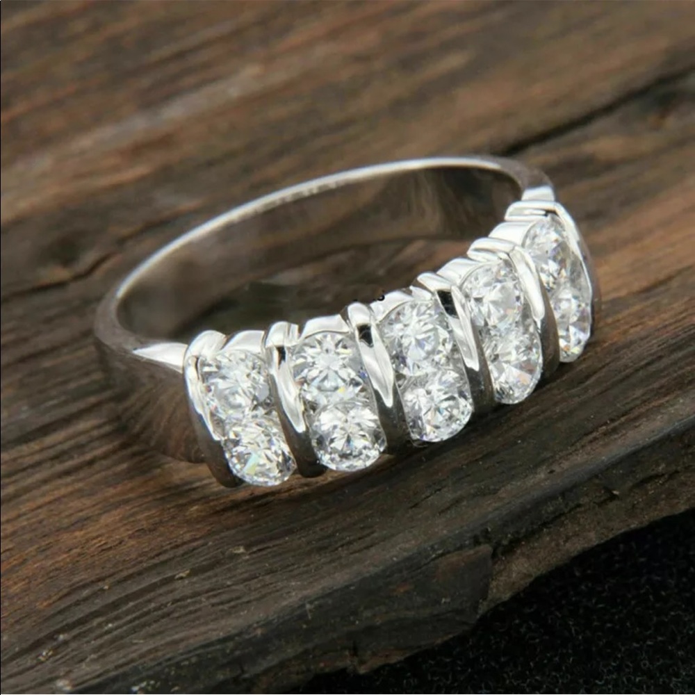 925 Silver Ring White Sapphire Jewelry Ring Sz 6-8 - Picture 2 of 7